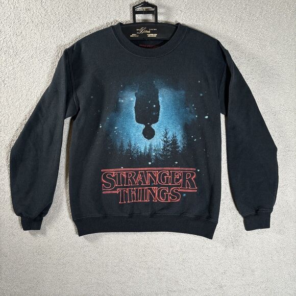 Stranger Things Sweatshirt Size S Black Upside Down Pull Over Crew Neck - Picture 1 of 8